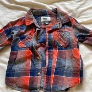 Old Navy Plaid Button Down. 12-18 months
